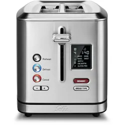 Solis Zwei-Schlitz Toaster, Brötchenaufsatz, Wiedererhitzungsfunktion, Countdown
