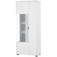 Lomadox - Vitrinenschrank mit Holztür rechts weiß matt mit