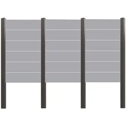 Sichtschutzelement TETZNER & JENTZSCH "ROUNDROCK 1", grau (satiniert), H:180cm, Glas, Aluminium, Zaunelemente, Satiniertes Glas in Aluminiumpfosten