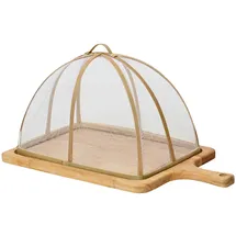 Kangside KSD Schneidebrett 34x23cm Holz Akazie rechteckig Saftrille Fliegenhaube Küchenbrett Holzschneidebrett Vesperteller Holztablett Käsebrett Servierbrett