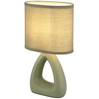 GLOBO Tischleuchte Tischlampe Keramik Nachttischleuchte Textil grün Leselampe 1