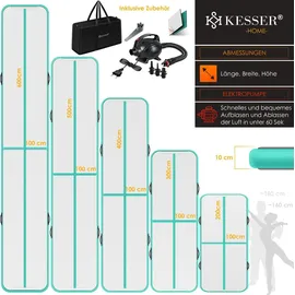 Kesser KESSER® Turnmatte Aufblasbar Airtrack Fitness-Matte Gymnastikmatte inkl. Tragetasche & elektr. Luftpumpe Yogamatte, Tumbling Matten, Trainingsmatte, Turn- & Fitness