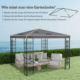 Outsunny Ersatzdach für Pavillon 3 x 3 m Wasserdicht Dunkelgrau