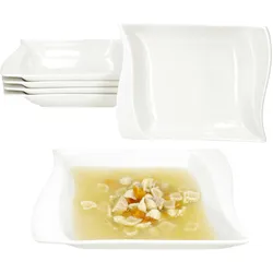 6er Set Ivory Suppenteller Porzellan 6 Personen tiefe Teller Pasta elfenbeinweiß