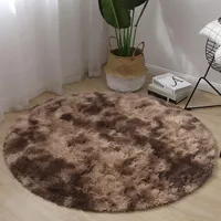 ENEN Wohnzimmer Teppich Plüsch Teppich Weicher Schlafzimmer Kurzflor Teppich Kreis Flauschig Wohnzimmerteppich Waschbarer Teppich Anti-Rutsch Unterseite (140CM,Kaffee)