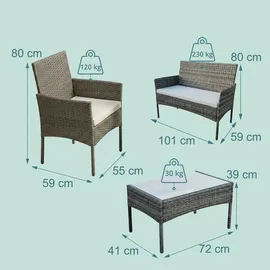 Relaxdays Gartenmöbel Set 4-tlg. Grau