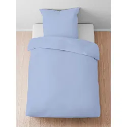 Bettwäsche BIBERNA Gr. 1, blau (bleu), B/L: 135cm x 200cm, , Lyocell, B/L: 80cm x 80cm, Bettwäsche