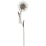 Dehner Metall-Regenmesser Blume am Stab, ca. H110 cm, grau