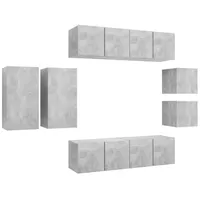 VidaXL 8-tlg. TV-Schrank-Set Betongrau Holzwerkstoff