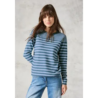 Streifenpullover CECIL, Damen, Gr. XXL (46), blau (aqua melange), Stoff, 33% Polyester, 31% Polyacryl, 24% Baumwolle, 12% Nylon, gestreift, casual, normal normal, Rundhals, Langarm Bündchen, Pullover, mit Rundhalsausschnitt