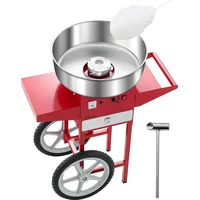 Vevor elektrische Zuckerwattemaschine kommerzielle Zuckerwattegeräte mit Wagen (1000 W) mit 52 cm Edelstahlschüssel & Zuckerschaufel & Schublade, perfekt für Kindergeburtstage Familienfeiern Rot
