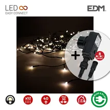 EDM Eiszapfenvorhang mit easy-connect Programmierer 2x0,5m 12 Streifen 40 leds white warm