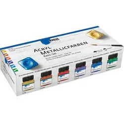 6 KREUL Metallicfarben Basis Acrylfarben farbsortiert