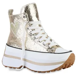 Damen Plateau Sneaker in Gold