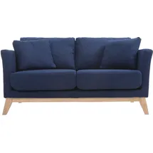 miliboo Sofa skandinavisch 2 Plätze Dunkelblau und helle Holzbeine OSLO