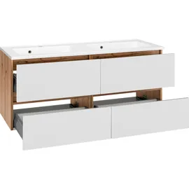WELLTIME Waschbeckenunterschrank WELLTIME "Lucca", weiß, B:120cm H:56cm T:47cm, Schränke, Waschbeckenunterschrank, Badmöbel, Waschtisch inkl. Waschbecken, Breite 120 cm