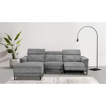 Home Affaire Ecksofa HOME AFFAIRE "LUND Cord, L-Form, 261 cm, man. o. elektr. Relaxfunktion (mit USB-A)", grau, B:261cm H:97cm T:179cm, 100% Polyester, Sofas, Ecksofa, USB-C bei elektrischer Variante und Kopfteilverstellung, Topseller