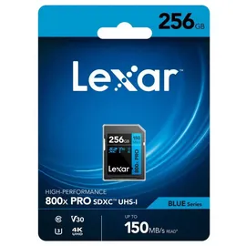 Lexar PRO 256GB UHS-1 V30 Serie Blue 800x SD - 150MB/s -