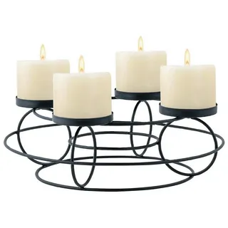 Marrakesch Orient & Mediterran Interior Marrakesch Moderner Adventskranz aus Metall 30cm rund | Kerzenständer Rosew schwarz für 4 Kerzen als Weihnachtsdeko innen | Schwarze Deko Kerzenhalter Teelichthalter ideal Aesthetic Herbstdeko