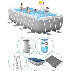 Pool - Intex - Prism Frame - Pool mit Filterpumpe - 488x244x107 cm grau|WEISS|BLAU No Size