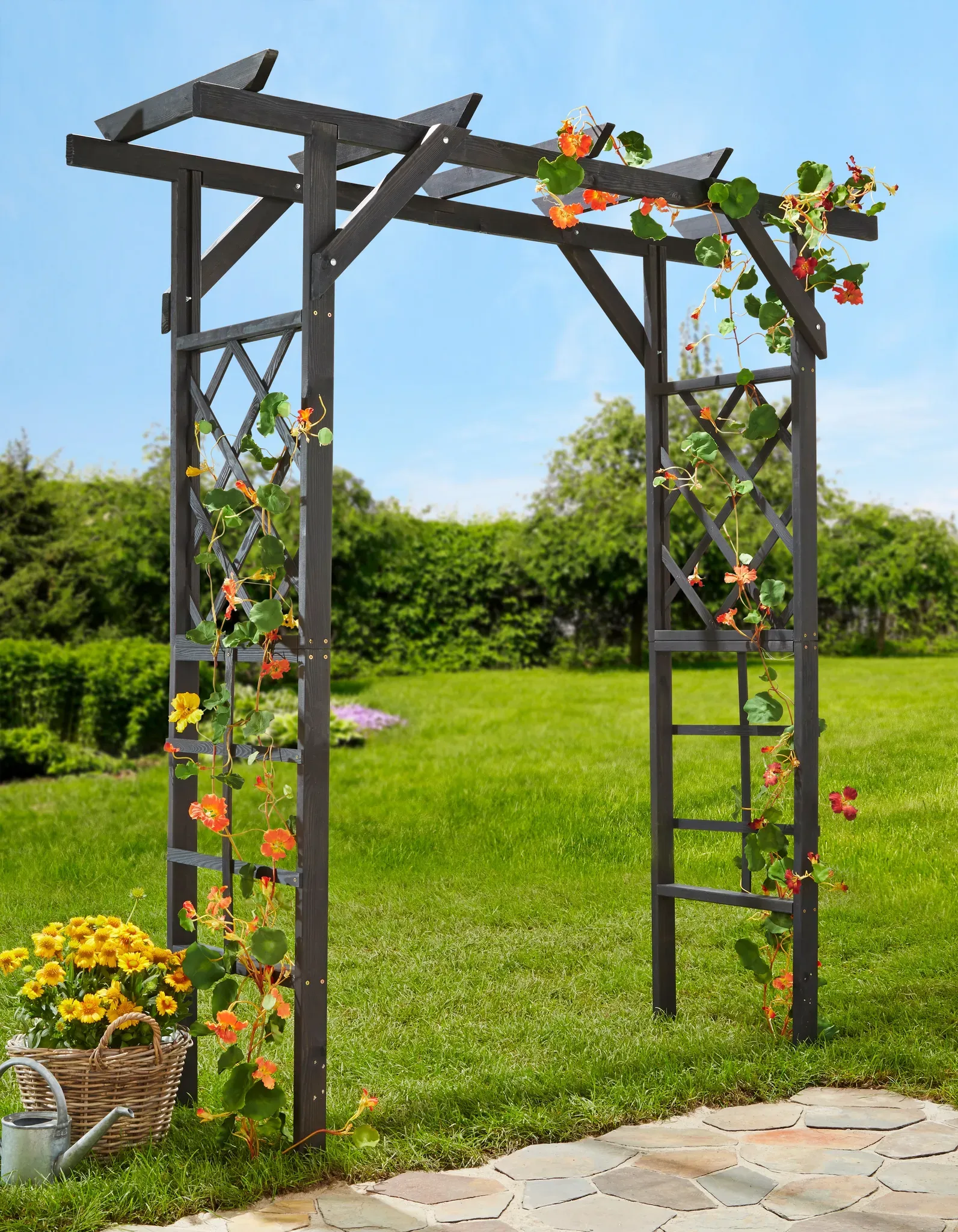 Rosenbogen PROMADINO "Pergola Ben" Rankhilfen Gr. B/H/T: 200cm x 208cm x 65cm, grau (anthrazit) BxTxH: 200x65x208 cm, anthrazit