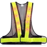 kwmobile Warnweste Reflektor Sicherheitsweste - Security Weste mit 16 roten LED Lampen - Reflektierende Streifen Warnweste für z.B. Joggen Reiten