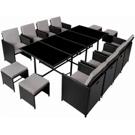 Tectake tectake® Rattan Sitzgruppe Palma 8+4+1 mit Schutzhülle