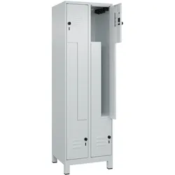 C+P Z-Spind Classic PLUS, Füßen, 4 Abteile, HxBxT 195x60x50cm, Sicherheitsdrehriegel, Hellgrau/Hellgrau von PROREGAL