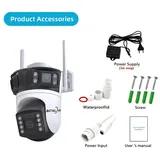 WLAN Outdoor Überwachungskamera - PTZ IP-Kamera - 3 MP - Dreifachlinse - Farb-Nachtsicht - IP66 wasserdicht - 4x Digitalzoom - Menschenerkennung