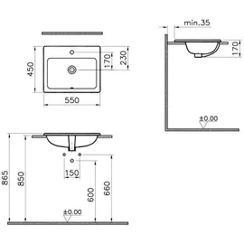 Vitra S20 Einbauwaschtisch 55 x 45 cm (5465B003-0001)