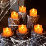 Charfia 12 Stück LED Teelichter, Teelichter LED Teelicht Halloween Deko Outdoor Indoor Garten Halloween Dekoration Halloween Candle LED Batteriebetrieben Kerzen Halloween Laternen für Halloween Party