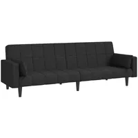 vidaXL Schlafsofa 2-Sitzer mit 2 Kissen Schwarz Stoff