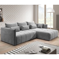 Furnix Ecksofa YALTA Schlafsofa Couch ausziehbar mit Bettkasten und Kissen, Made in Europe grau