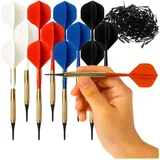 TRIZAND Dartpfeil Darts-Set mit 18 g und 200 Ersatzspitzen Blau/Rot/Schwarz