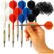 TRIZAND Dartpfeil Darts-Set mit 18 g und 200 Ersatzspitzen Blau/Rot/Schwarz
