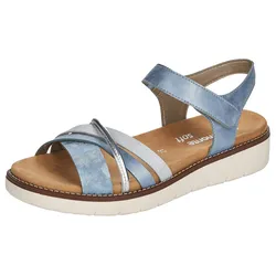 Riemchensandale REMONTE Gr. 38, blau (hellblau-silberfarben) Damen Schuhe Keilabsatz, Sommerschuh, Sandalette mit herausnehmbarer Softeinlage