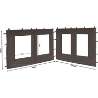 QUICK STAR 2 Seitenteile aus PE mit Fenster 300x195cm / 400x195cm für Pavillon 3x4m Seitenwand Anthrazit RAL 7012