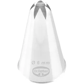 Dr. Oetker Sterntülle, geschlossen 6 mm, geschlossene Sterntülle aus der Tüllen-Manufaktur, Backzubehör zum Dekorieren (Farbe: Silber), Menge: 1 Stück