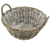 Frank Flechtwaren Pflanzkorb, Blumentopf Pflanzschale "Rattan", groß Pflanzkorb, Pflanzgefäß, Blumenkorb ca. Ø 43 x 18 cm, Stabil und langlebig, Schönes Design, Praktische Griffe