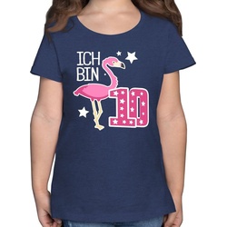 Shirtracer T-Shirt Ich bin zehn Flamingo – 10. Geburtstag – Mädchen Kinder T-Shirt t-shirt 10 jahre mädchen – flamingo tshirt blau 140 (9/11 Jahre)