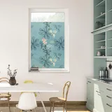 Lichtblick Fensterfolie selbstklebend, Sichtschutz, Aqua Floral - blau B/L: ca. 50x50 cm