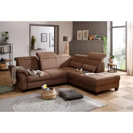 Home Affaire Ecksofa »Solvei L-Form« wahlweise auch mit Kopfteilverstellung und Bettfunktion, Federkern braun