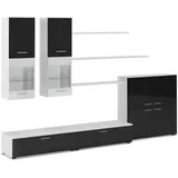SKRAUT HOME WOHNWAND mit LEDs, weiß, schwarz lackiert, 300/42/189cm