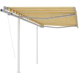 vidaXL Automatisch Gelenkarmmarkise 350 x 250 cm gelb/weiß inkl. Pfosten 3069928