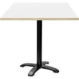 Tisch 70 x 70 cm – Modell Bazila mit weißen Holzkanten - Weiß
