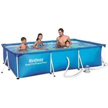 BESTWAY Frame Pool Deluxe Splash - Steel Pro, Set mit Filterpumpe, 300 x 201 x 66 cm, blau