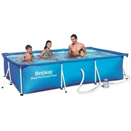 BESTWAY Frame Pool Deluxe Splash - Steel Pro, Set mit Filterpumpe, 300 x 201 x 66 cm, blau