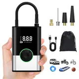 Ockwred 6000mAh Tragbare Elektronische Luftpumpe,150PSI Fahrradpumpe Elektrisch, Akku Kabelloser Tragbarer Luftkompressor Portable Electric Air Compressor, Pumpe für Auto,-Tiefschwarz