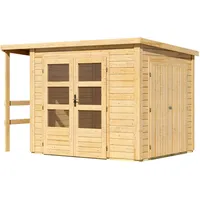 Karibu Multifunktionshaus Pultdach-Gartenhaus inkl. Schleppdach und Anbauschrank - 28