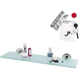 bremermann Bad-Serie Lucente - Glasablage inkl. Klebeset, Badregal Glasregal ideal für Bad und Dusche, Badablage aus Glas und Edelstahl, verchromt